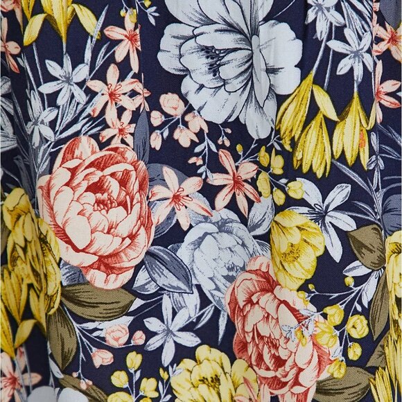 🆕 3X NAVY MIXED FLORAL CHALLIS BUTTON MAXI DRESS - Picture 5 of 8
